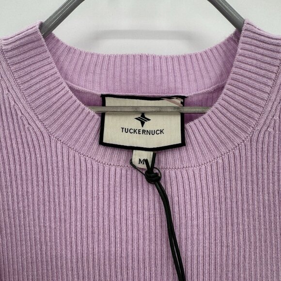 Tuckernuck Lilac Knit Betsy Blouse with Sheer Balloon Sleeve size M NWT - Picture 3 of 9